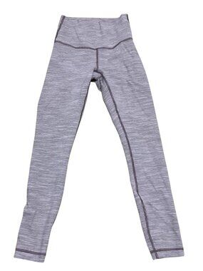 Lululemon Wunder Under High Rise Leggings Sz S Purple Gray Stripe Inner Pocket